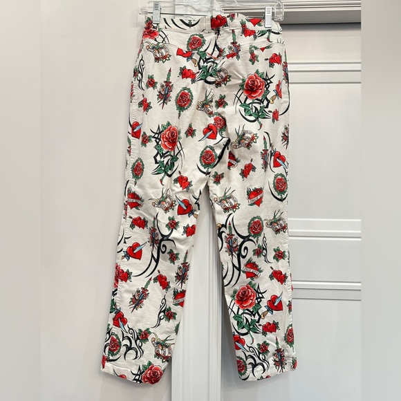 RARE ESCADA TATTOO PRINT PANTS PINUP Y2K EARLY 2000s 38 6/8 EUC VTG - Picture 7 of 9